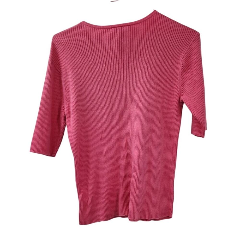 Talbots Pink Ribbed Short Sleeve Top Womens Size Small S Cotton - Picture 2 of 4